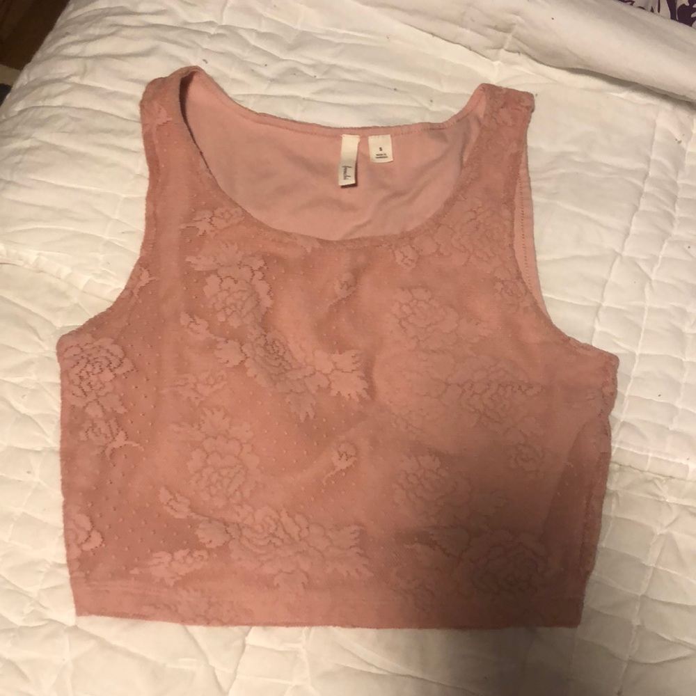 Pink Lacey crop top